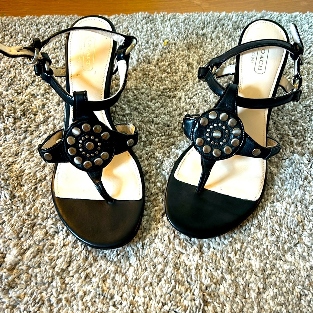 Coach women’s size 7.5 black wedge sandals